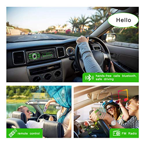 X-REAKO Radio Coche Autoradio Bluetooth Apoyo de Reproductor MP3 Llamadas Manos Libres Radio FM Soporte Control Remoto del Volante, Carga rapida