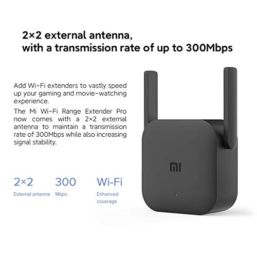 Xiaomi Mi WiFi Range Extender Pro, WiFi Repetidor Versión Europea, Velocidad de 300 Mbps, Extensor de Señal Wi-Fi de 2 Antenas, DVB4235GL