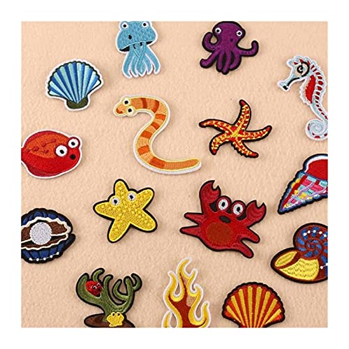 XIAOSAKU Parches Decorativos Animales de mar Cangrejo de Cangrejo octopio al por Mayor de Hierro en Ropa de Tela Bordada Parche for Ropa for niños niños Ropa Remiendos (Color : Copper)