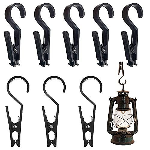 XINCHAO 8 Piezas Gancho De Luz para Tienda De Campaña Clip para Tienda Multifuncional Camping Clip Aire Libre Equipo de Camping Accesorios (Negro)