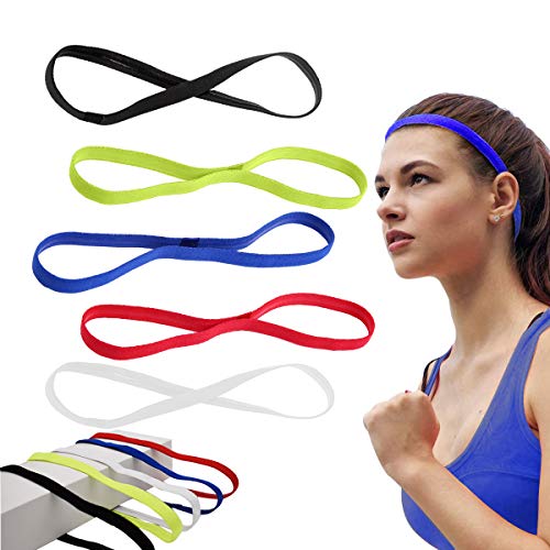 Xiuyer Diadema Deportiva Elásticas, 10 Piezas Antideslizante Bandas de Cabeza Deporte Cintas de Pelo para Mujeres y Hombres Fútbol Tenis Yoga Ejercicio(5 Colores)