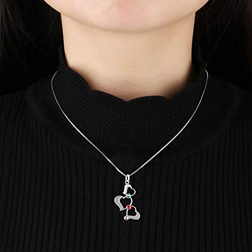 XiXi Collar Personalizado con Nombre Corazón Colgante 3 Pierre de Naissance Collar para Mujer Madre Regalo para Cumpleaños Dia de la Madre