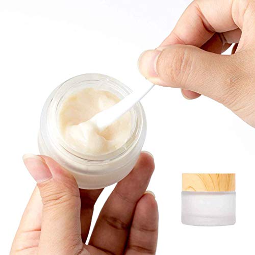 XLKJ 5 Pcs Frasco de Crema Facial de Vidrio, Tarro Cosmético de Vidrio Mate para Cosméticos, Belleza, Almacenamiento de Contenedores para Viaje