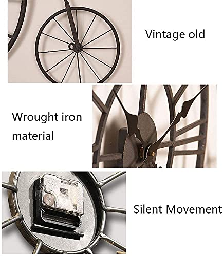 XZGDEN Decoraciones de Pared, Arte de la Pared del Metal, Reloj de Pared de Bicicleta de Estilo Vintage Retro para el Adorno de la decoración del Bar de la Barra 29.9x25.9 Pulgadas (Color: Retro)