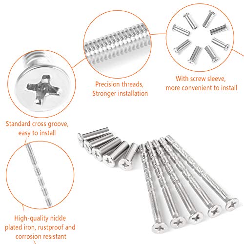 Yangfei 50Pcs Tornillos M4 Tornillo para Manijas de Puerta con 50 Tuercas M4, Tornillos M4 60mm de Conexión, Tornillo para Tiradores de Puerta y Manijas de Puerta (4 * 60 mm)