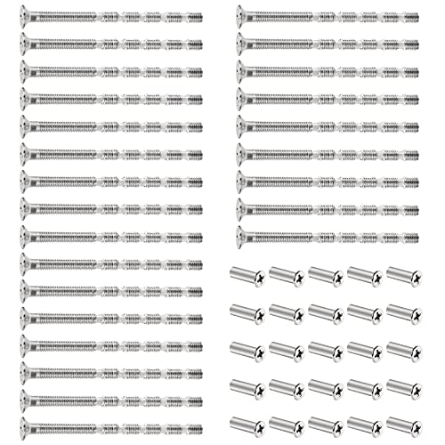 Yangfei 50Pcs Tornillos M4 Tornillo para Manijas de Puerta con 50 Tuercas M4, Tornillos M4 60mm de Conexión, Tornillo para Tiradores de Puerta y Manijas de Puerta (4 * 60 mm)