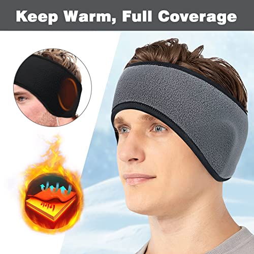 Yepnfro Cintas de Pelo Deportivas Invierno para Hombres y Mujeres , Elástico Deportivas Calentadores de Orejas Bandas para Correr, Trotar Casco de Bicicleta Negro Gris