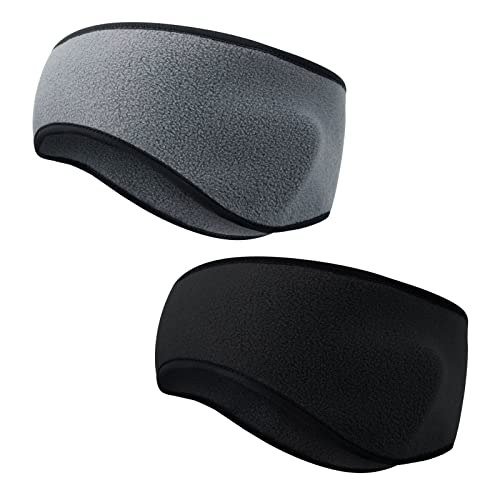 Yepnfro Cintas de Pelo Deportivas Invierno para Hombres y Mujeres , Elástico Deportivas Calentadores de Orejas Bandas para Correr, Trotar Casco de Bicicleta Negro Gris