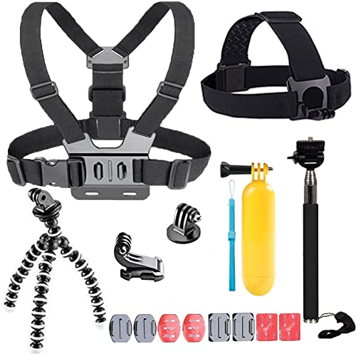 YhtSoprt Juego de accesorios para GoPro, compatible con GoPro Hero 6/5/4/3, Hero Session y SJ4000 Xiaomi Yi DBPower y otras cámaras deportivas, color negro