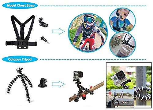 YHTSPORT 11 en 1 Kit de accesorios para cámara de accióncompatible con GoPro Hero10 9 8 Max 7 6 5 4 Black GoPro 2018 Session Fusion Silver White Insta360 DJI SJCAM APEMAN AKASO, etc.