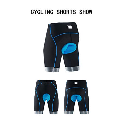 YHWD Pantalones Cortos de Ciclismo para Hombre,Secado Rápido Pantalones Cortos de Bicicleta con 3D Badana Gel para Senderismo Correr,Azul,M