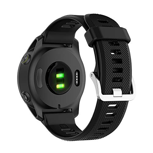 Yikamosi Compatible con Garmin Forerunner 745 Correa,liberación rápida Silicona Suave Cierre de Acero Inoxidable Correas de Repuesto para Garmin Forerunner 745,Negro