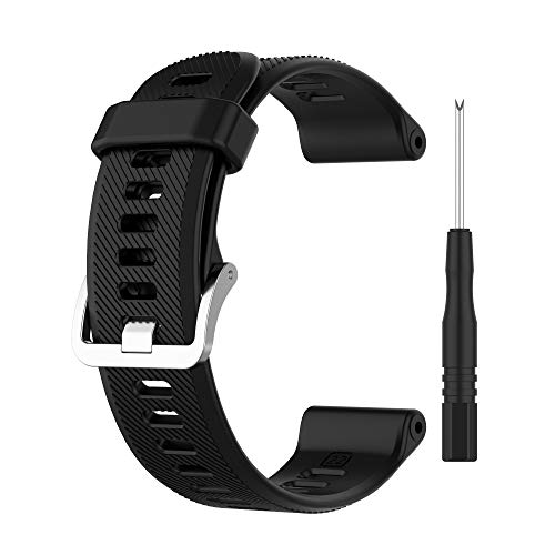 Yikamosi Compatible con Garmin Forerunner 745 Correa,liberación rápida Silicona Suave Cierre de Acero Inoxidable Correas de Repuesto para Garmin Forerunner 745,Negro