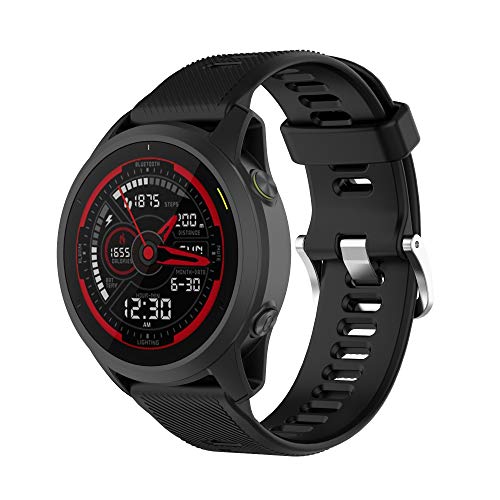 Yikamosi Compatible con Garmin Forerunner 745 Correa,liberación rápida Silicona Suave Cierre de Acero Inoxidable Correas de Repuesto para Garmin Forerunner 745,Negro