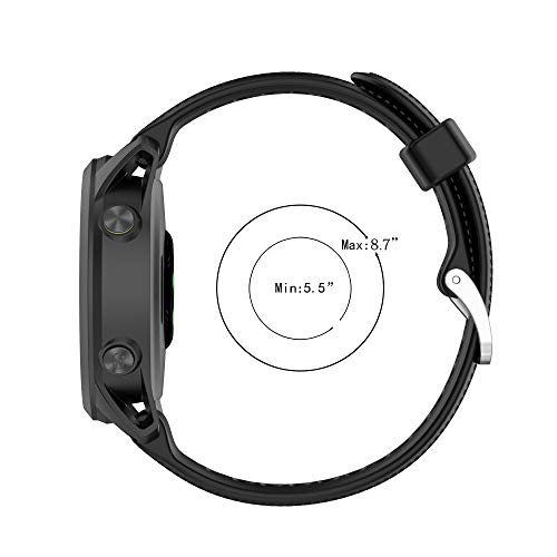 Yikamosi Compatible con Garmin Forerunner 745 Correa,liberación rápida Silicona Suave Cierre de Acero Inoxidable Correas de Repuesto para Garmin Forerunner 745,Negro