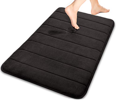 Yimobra Alfombra De Baño De Espuma Viscoelástica De Gran Tamaño 31.5 por 19.8 Pulgadas, Suave Y Cómoda, Súper Absorción De Agua, Antideslizante, Gruesa, Negra