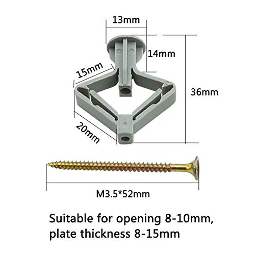 YIXISI 100pcs Sujeción para paredes huecas, Anclaje de Columna de Tubo de Expansión, tacos y tornillos para fijación en pared de yeso, Tacos Para Placas de Yeso, Tacos Para Placas Ligeras