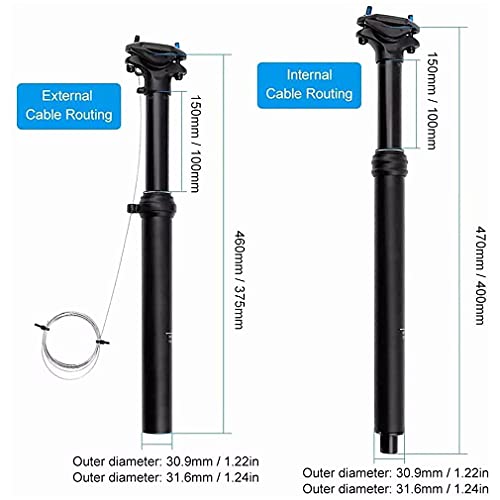 YLJXXY φ 30.9/31.6 mm Tija de Sillín Aleación de Aluminio para Bicicleta Tija Suspension Amortiguador MTB Montaña Carretera MTB Ciclismo Componentes