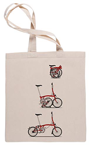 Yo Amor Mi Plegable Brompton Bicicleta Bolsa De Compras Tote Beige Shopping Bag