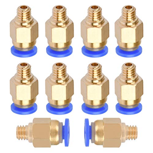 YOTINO 10 Piezas PC4-M6 Conector Neumatico Impresora 3D Recto Ajuste Rápido para Tubo PTFE 4 mm Filamento 1.75 mm