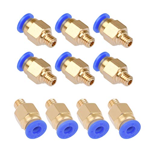 YOTINO 10 Piezas PC4-M6 Conector Neumatico Impresora 3D Recto Ajuste Rápido para Tubo PTFE 4 mm Filamento 1.75 mm