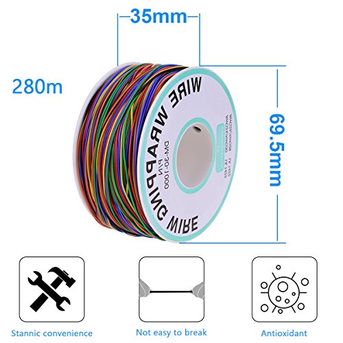 YoungRich Cable de Prueba de Aislamiento de 120 m Wrapping Cable de Cobre Estañado 30AWG 8 Colores para Placa Base Portátil Prueba Electrónica