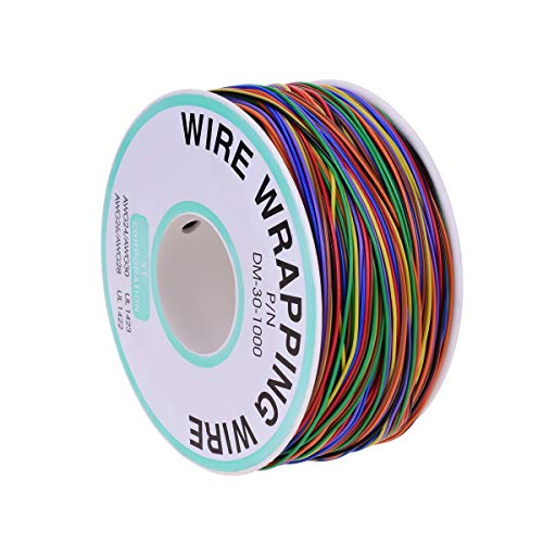 YoungRich Cable de Prueba de Aislamiento de 120 m Wrapping Cable de Cobre Estañado 30AWG 8 Colores para Placa Base Portátil Prueba Electrónica