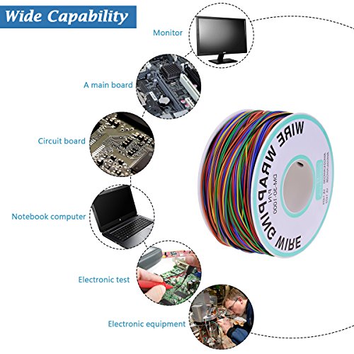 YoungRich Cable de Prueba de Aislamiento de 120 m Wrapping Cable de Cobre Estañado 30AWG 8 Colores para Placa Base Portátil Prueba Electrónica