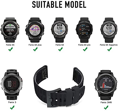 Younsea Correa Compatible con Fenix 6X, correa de repuesto deportiva de silicona suave de 26 mm de ancho para Fenix 5X Plus/Fenix 5/Fenix 6X Pro/Fenix 3/Fenix 3 HR/Tactix/Descent MK1/D2 Delta PX