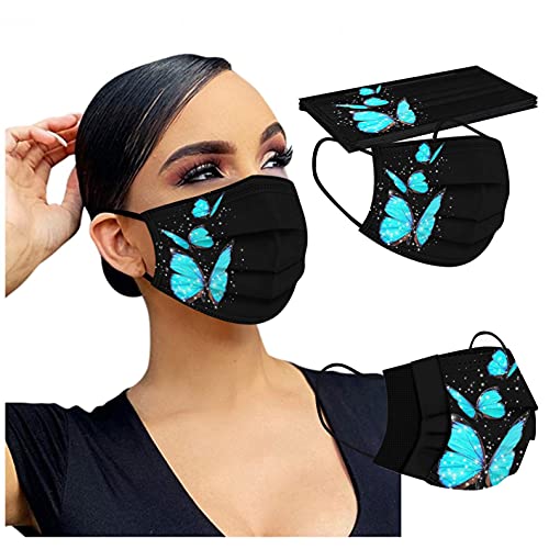 YpingLonk 10/20/50/100pc Unisex Adult Bufanda -Moda Universal Mariposa impresión Lindo elástico Earloop Cuello -21113-07 (una Talla, F-50pc)