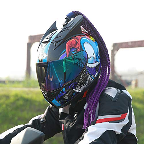 Yunobi Casco de coletas – trenzas de casco con ventosa de moda para casco de motocicleta para hombres y mujeres