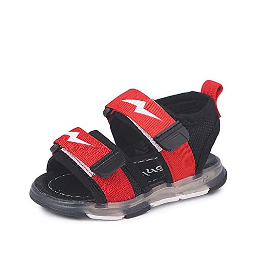 YWLINK Antideslizante Verano Fondo Blando CóModo El Comercio Exterior De NiñOs LED Luz Deportes Playa Zapatos Sandalias Luz Zapatos Rojo, Negro, Gris 21-30 Regalo