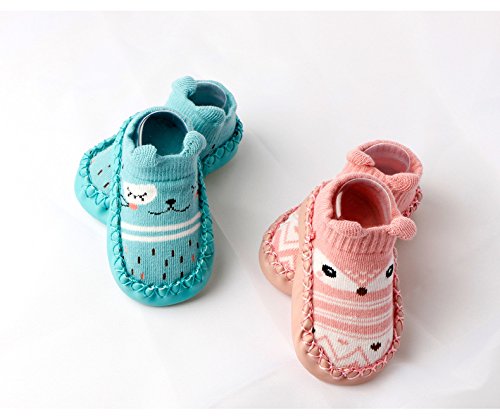 Z-Chen Pack de 3 Pares Zapatillas para Bebé con Suela Antideslizante, Amarillo + Rosa + Azul, 6-12 Meses