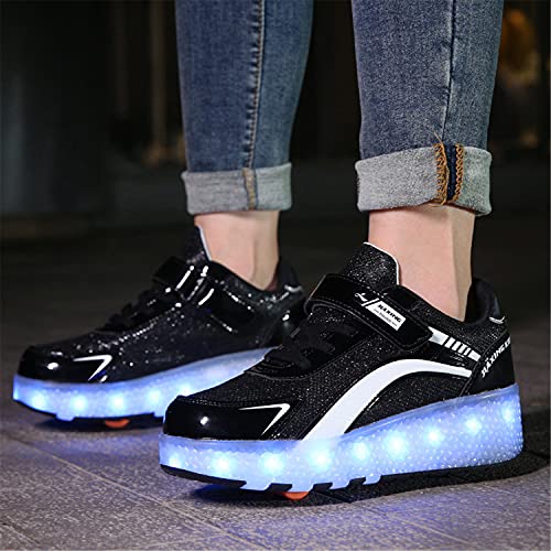 Zapatillas con Ruedas Niña Niño Zapatos con Ruedas y Luces LED Luminosas Flash Rueda Patines Deportivo al Aire Libre Gimnasia Running Niños Zapatos de Skateboard con USB Carga