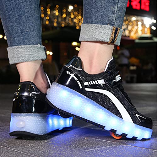 Zapatillas con Ruedas Niña Niño Zapatos con Ruedas y Luces LED Luminosas Flash Rueda Patines Deportivo al Aire Libre Gimnasia Running Niños Zapatos de Skateboard con USB Carga