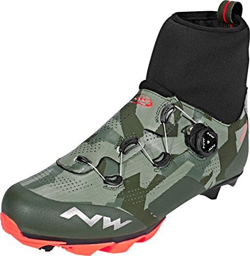 Zapatillas de bicicleta de montaña de Northwave Raptor Gtx para invierno de color verde y naranja., 40