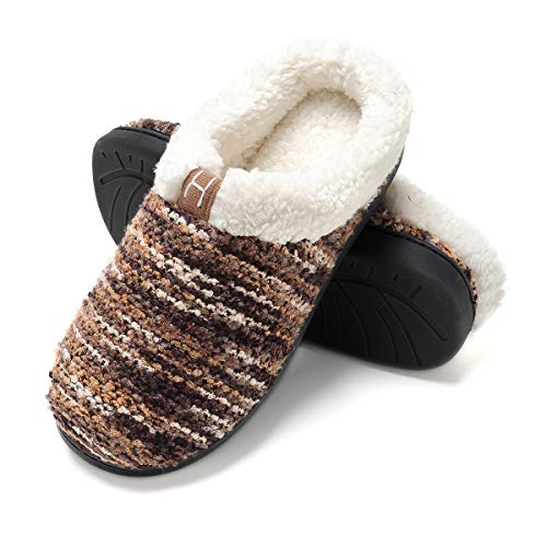 Zapatillas de casa Hombre, Forro algodón, Ultraligero cómodo y Antideslizante, Pantuflas de casa para Hombre, Café, 44/45 EU