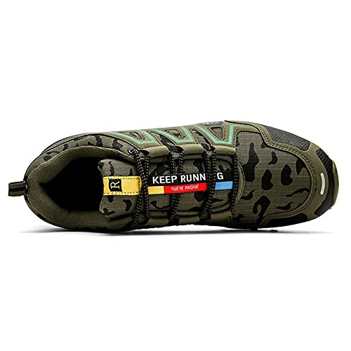 Zapatillas de Ciclismo No-Lock para Hombre Bicicleta de Carretera MTB Calzado Antideslizantes para Exteriores Serie de Camuflaje de Gran tamaño Zapato de Montar Informal,Verde,42