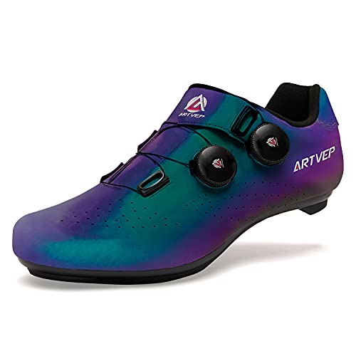 Zapatillas de Ciclismo para Hombre Zapatillas de Bicicleta de Carretera para Mujer compatibles con Look SPD SPD-SL Delta Cleats Zapatillas de Spinning para Interiores Exteriores Vistoso250