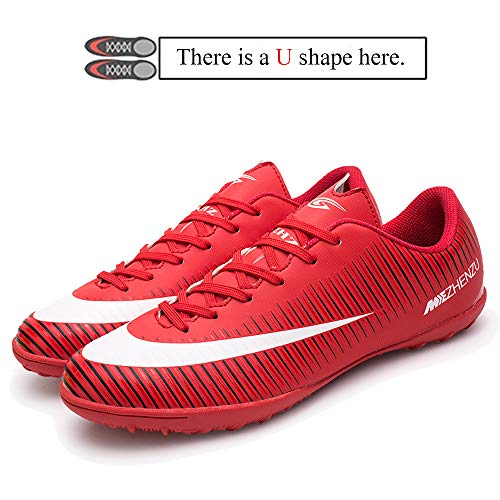 Zapatillas de fútbol Topoption para niños y adultos, profesionales, para entrenar al aire libre, para exteriores, atléticos, con tacos, unisex, color Rojo, talla 37 EU