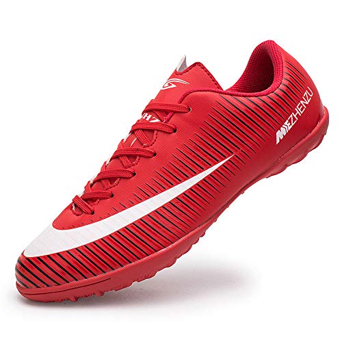 Zapatillas de fútbol Topoption para niños y adultos, profesionales, para entrenar al aire libre, para exteriores, atléticos, con tacos, unisex, color Rojo, talla 37 EU