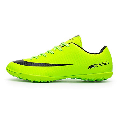 Zapatillas de fútbol Topoption para niños y adultos, profesionales, para entrenar al aire libre, para exteriores, atléticos, con tacos, unisex, color Verde, talla 37 EU