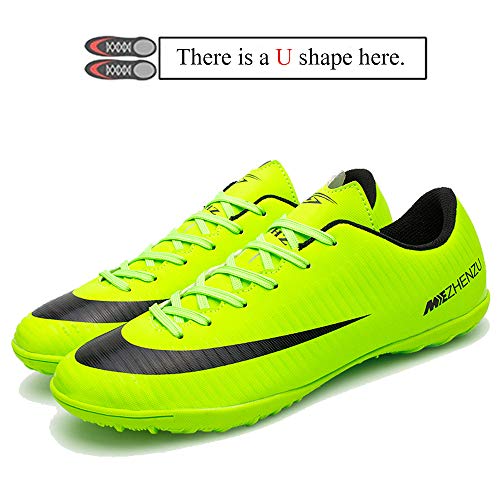 Zapatillas de fútbol Topoption para niños y adultos, profesionales, para entrenar al aire libre, para exteriores, atléticos, con tacos, unisex, color Verde, talla 37 EU