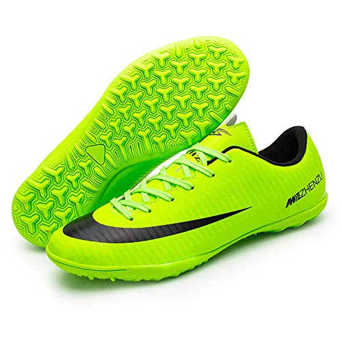 Zapatillas de fútbol Topoption para niños y adultos, profesionales, para entrenar al aire libre, para exteriores, atléticos, con tacos, unisex, color Verde, talla 37 EU