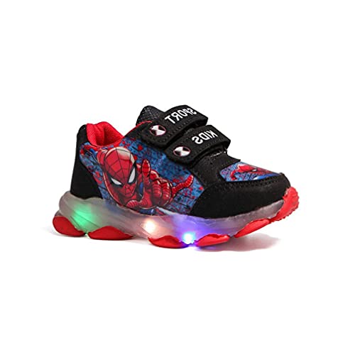Zapatillas de Spiderman, Zapatos para niños con luz LED, Cierre Velcro fácil Zapatillas Deporte Luminosas Zapatillas Niños Niñas Bebés Mejor Regalo Cumpleaños Halloween Navidad (Size : 27 EU)