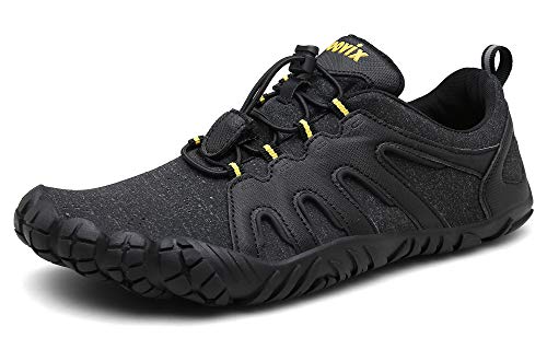 Zapatillas de Trail Running Barefoot Unisex-Adulto Minimalistas Zapatillas de Deporte Exterior Interior negro/amarillo43