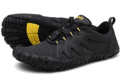 Zapatillas de Trail Running Barefoot Unisex-Adulto Minimalistas Zapatillas de Deporte Exterior Interior negro/amarillo43