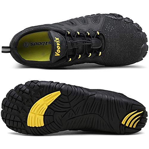 Zapatillas de Trail Running Barefoot Unisex-Adulto Minimalistas Zapatillas de Deporte Exterior Interior negro/amarillo43