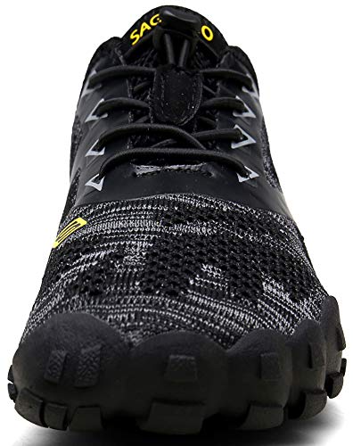 Zapatillas de Trail Running Minimalistas Barefoot Hombre Mujer Zapatillas de Deporte Exterior Interior,04 Negro,42