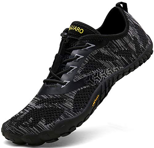 Zapatillas de Trail Running Minimalistas Barefoot Hombre Mujer Zapatillas de Deporte Exterior Interior,04 Negro,42